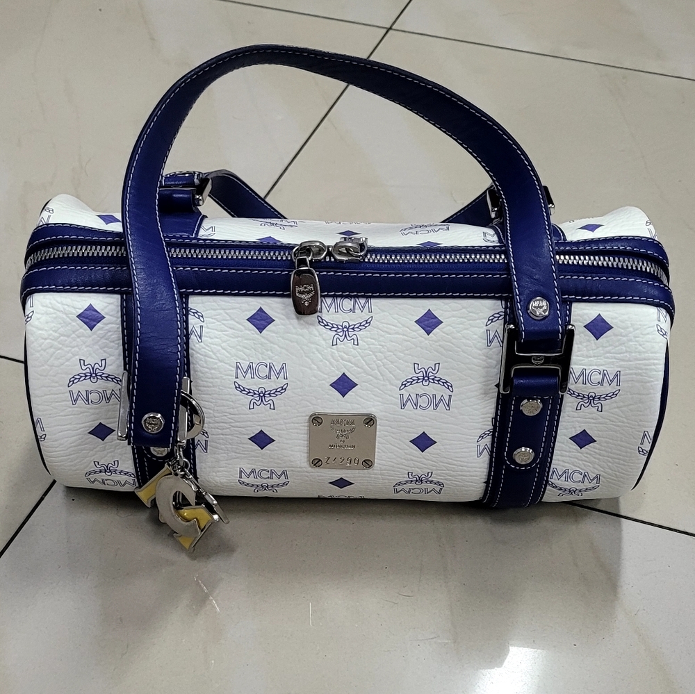 MCM Visetos White & Blue Papillon
